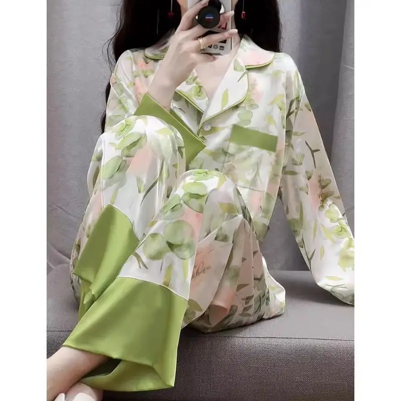 

Ele een комплект одежды из ледяного шелка с цветочным принтом, женская длинная домашняя одежда све, удобная дышащая летняя ночная рубашка