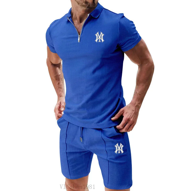 ropa barata Men\'s Wear Summer casual fashion sportwear set Quick drying short sleeve T-shirt + jogging shorts 2 piece set