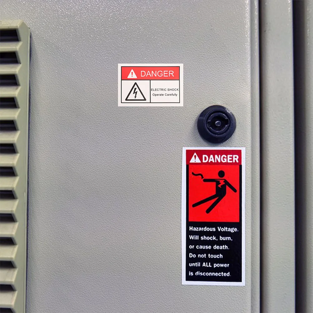 

5pcs Electrical Warning Labels High Voltage Shock Prevention Stickers For Industrial Safety Panels Bilingual Signs