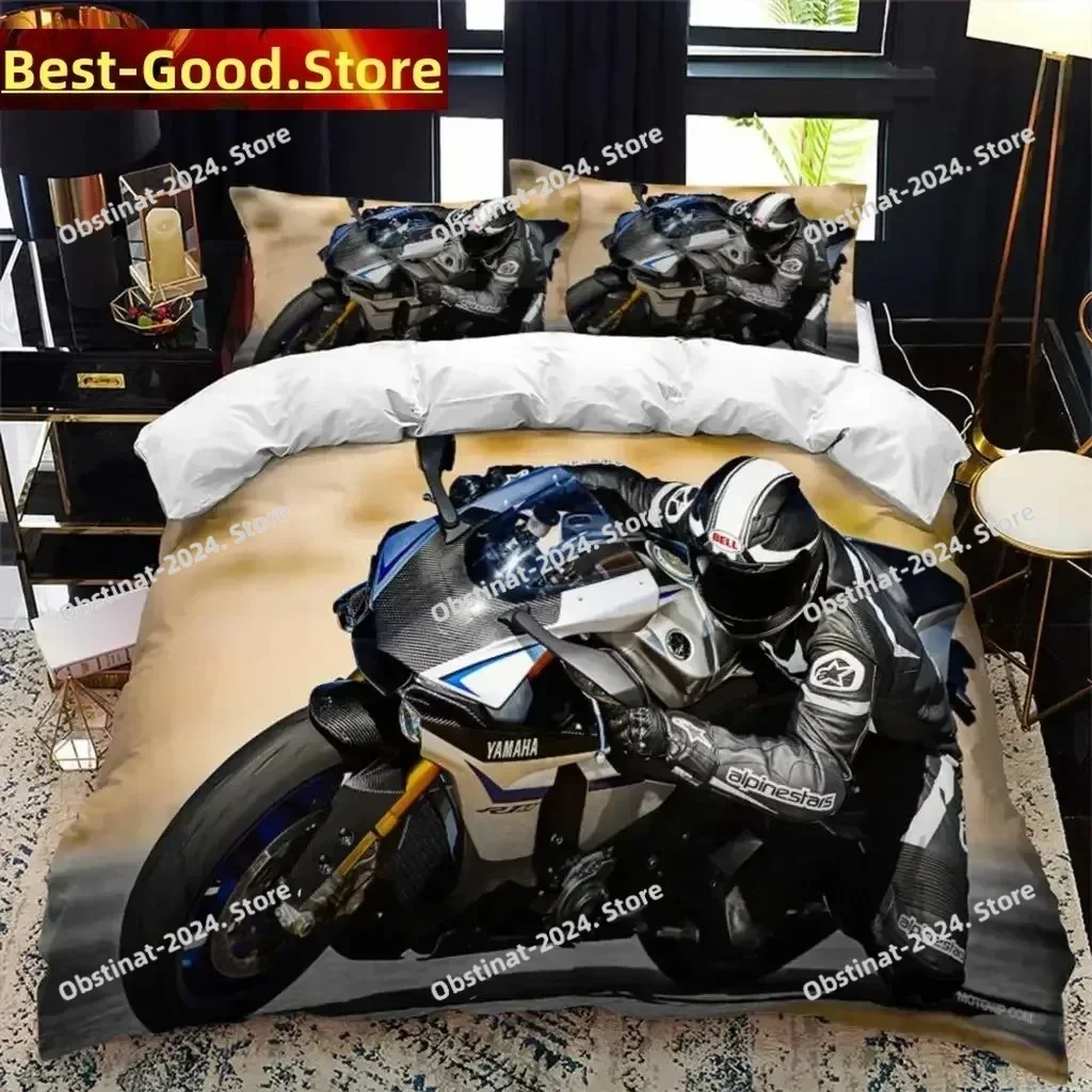 Motorcycle rider bed Bedding Set Printed single Comforter Quilt Bed Cover Duvet Cover Pillow Case 3 Pieces Sets Kids Adult Size