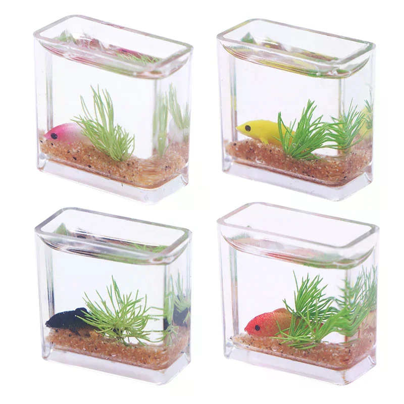 1Pc 1:12 Poppenhuis Miniatuur Aquarium Simulatie Aquarium Home Decor Speelgoed Poppenhuis Accessoires