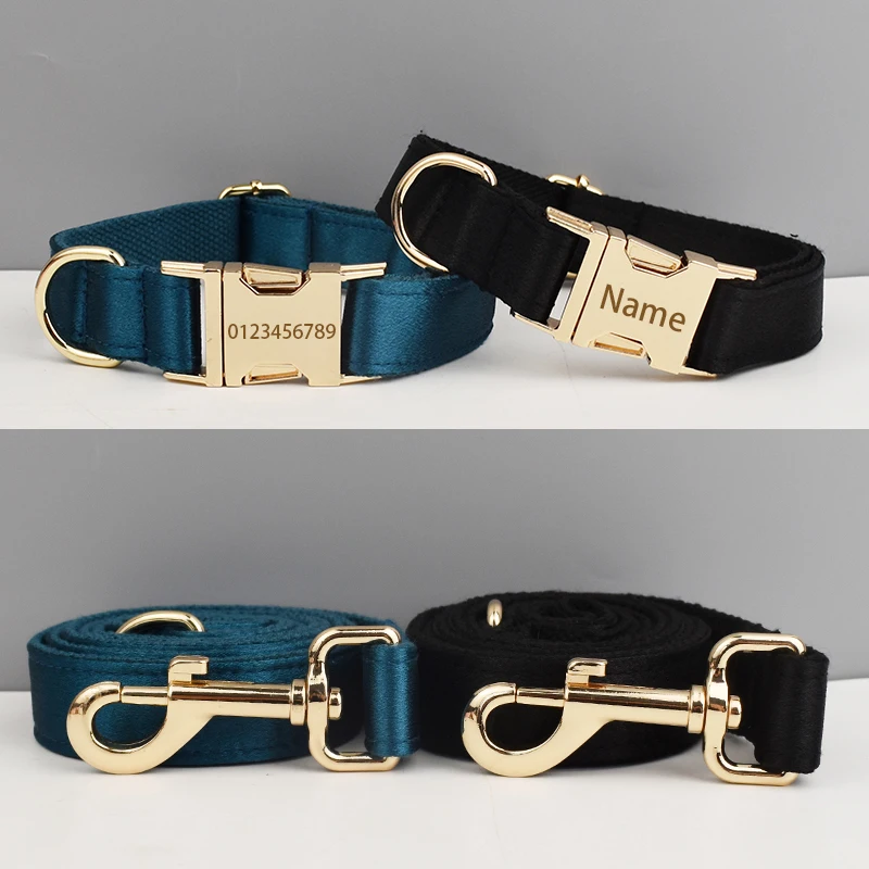 Luxuriöses Personalisiertes Hundehalsband- und Leinenset, Maßgefertigtes Logo Abnehmbares Hundehalsband mit Fliege, Designer Hundehalsband und Leinenset – Detail 3