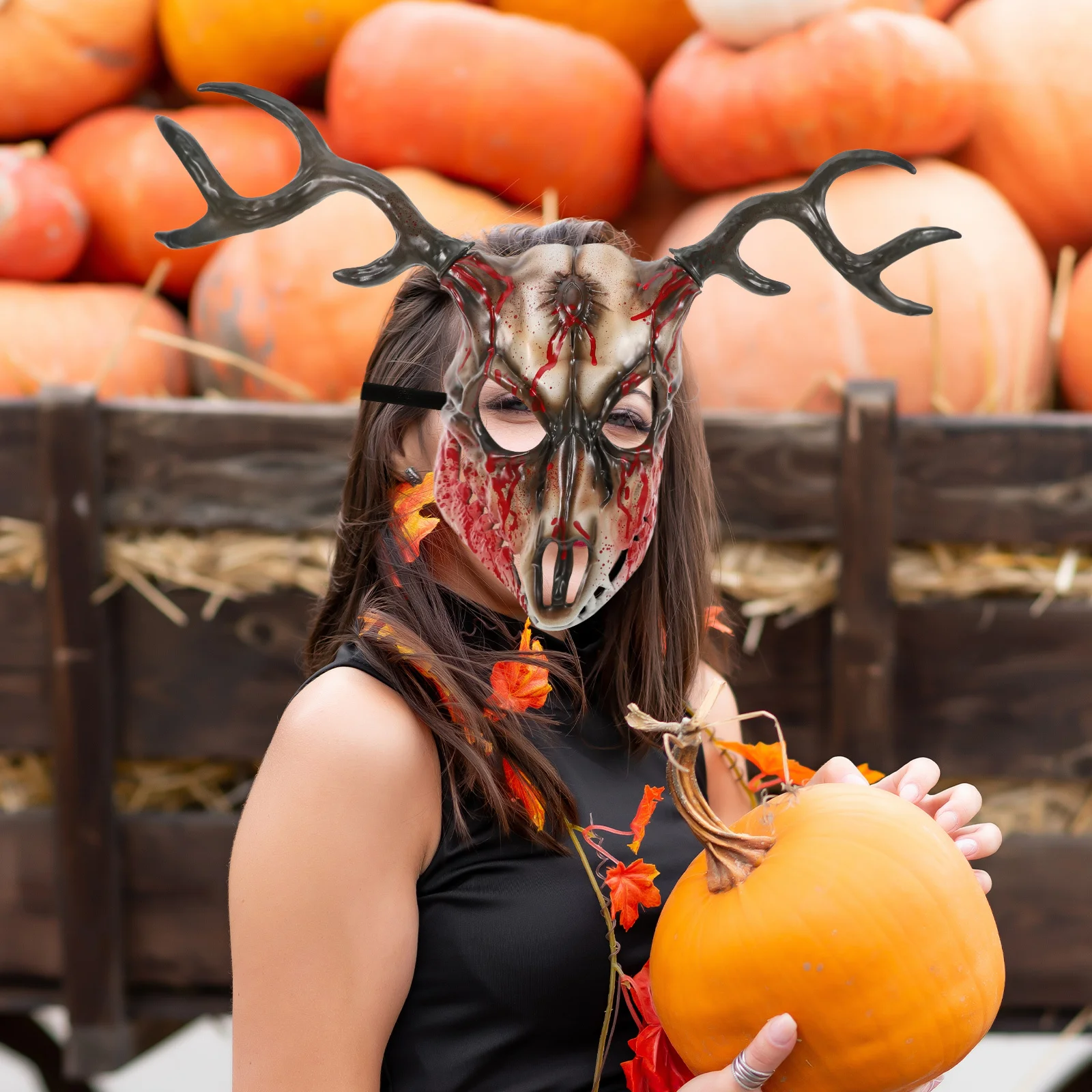 

Маска из оленьих рогов, аксессуар для косплея на Хэллоуин, реалистичный съемный рогатый маскарадный костюм для вечеринки, реквизит, маска на Хэллоуин, рогатая