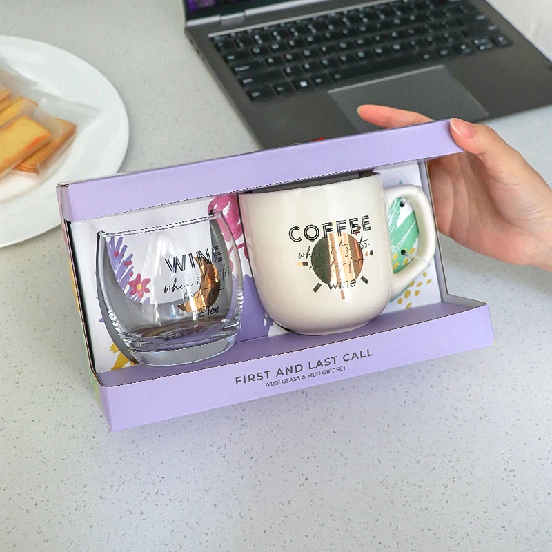 

First Call & Last Call Gifts Sets Novelty Products Trends Cute Wine Glass & Coffee Mugs Ceramic Creative Set Items for Gifting