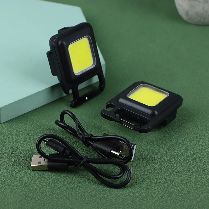 LED Flashlight Mini Work Light Rechargeable Glare COB Keychain Light Portable Powerful Outdoor Camping Small Light Torch