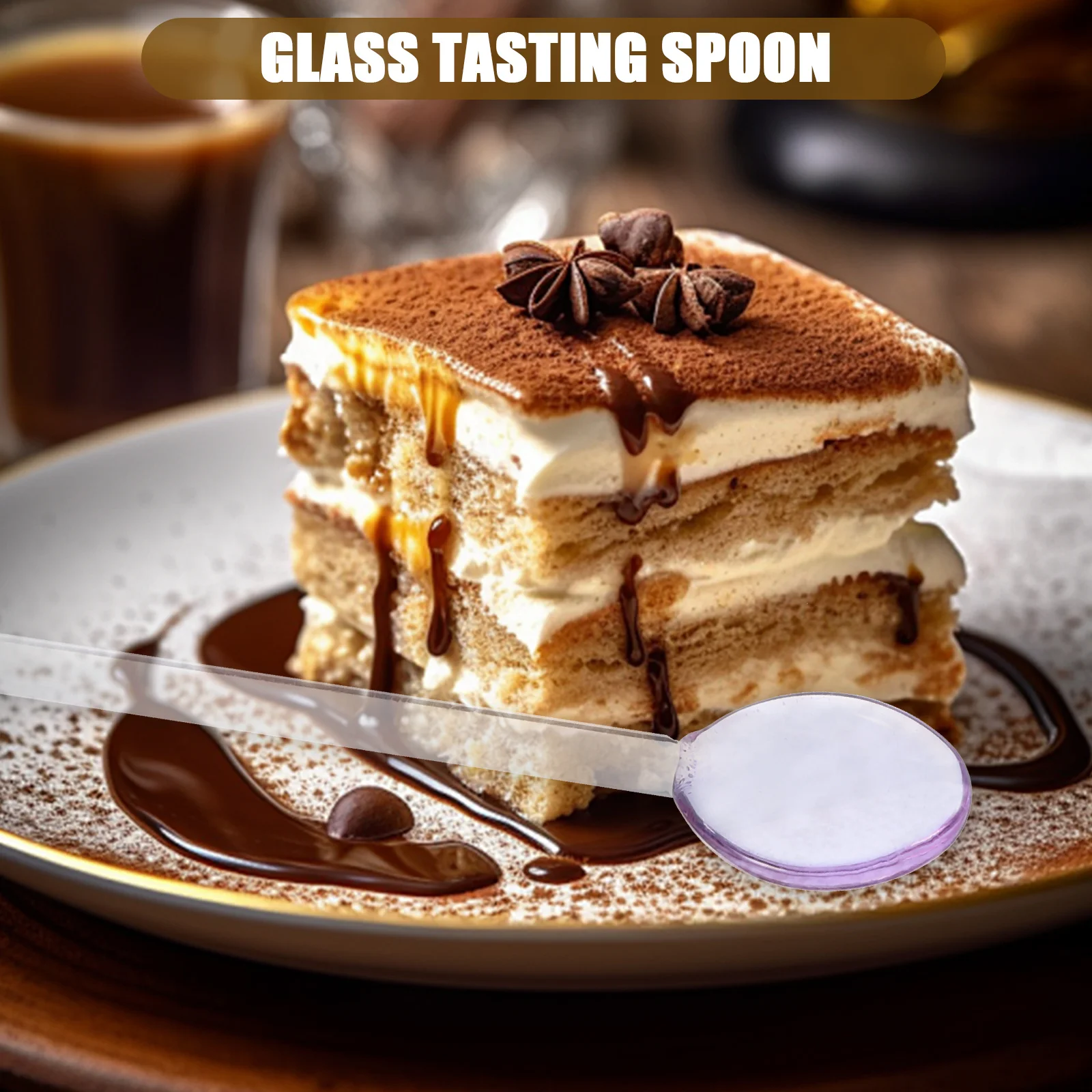 

4Pcs Heat Resistant Glass Spoons Elegant Design Mixing Spoons for Coffee Tea Juice Restaurant Use Ice Cream Spoon