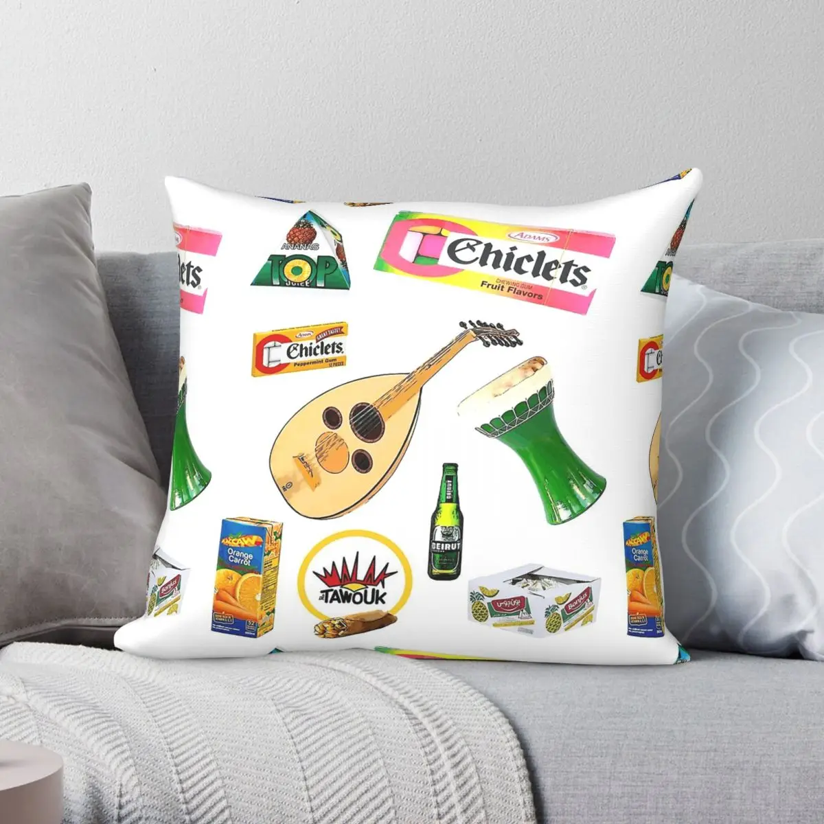 Arabic Lebanese Nostalgia Square Pillowcase Polyester Linen Velvet Pattern Zip Decor Room Cushion Case