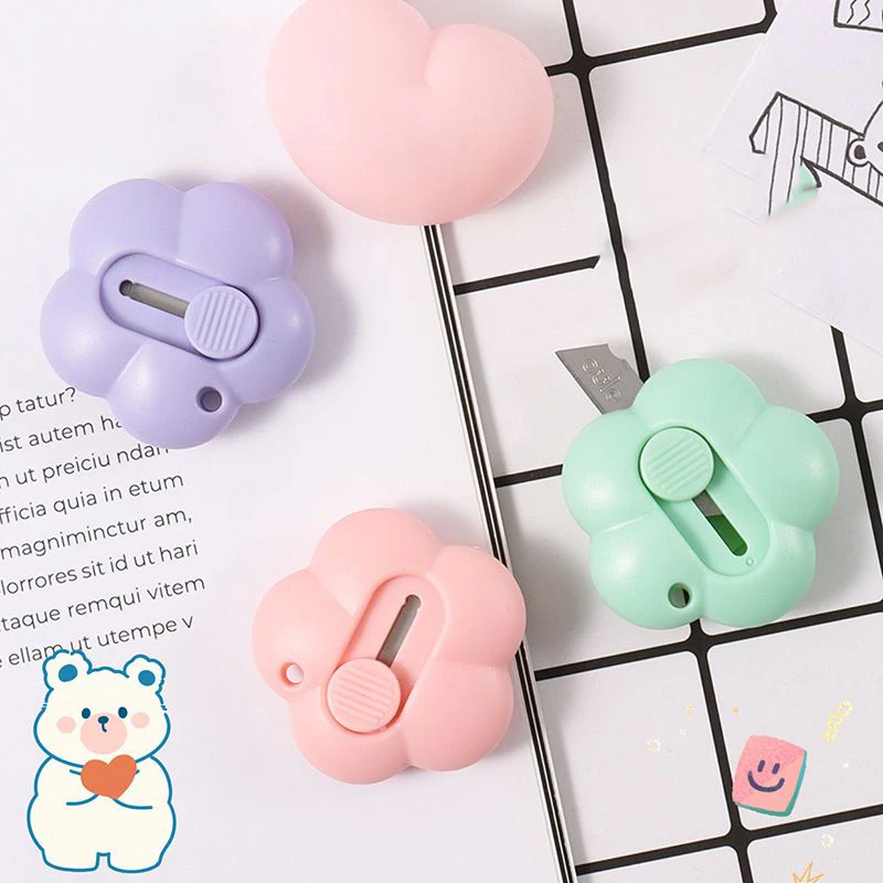 1 Piece Kawaii Mini Pocket Flower Art Utility Knife Express Box Knife Paper Cutter Craft Wrapping Refillable Blade Stationery