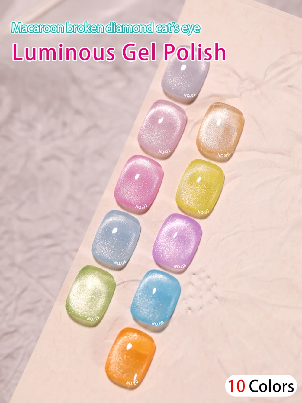 Vendeeni 10 Farben/Set Leuchtender Katzenaugen-Gel-Nagellack mit Diamant-Effekt, magnetischer UV-LED-Katzenaugen-Gel-Lack mit Display – Detail 3