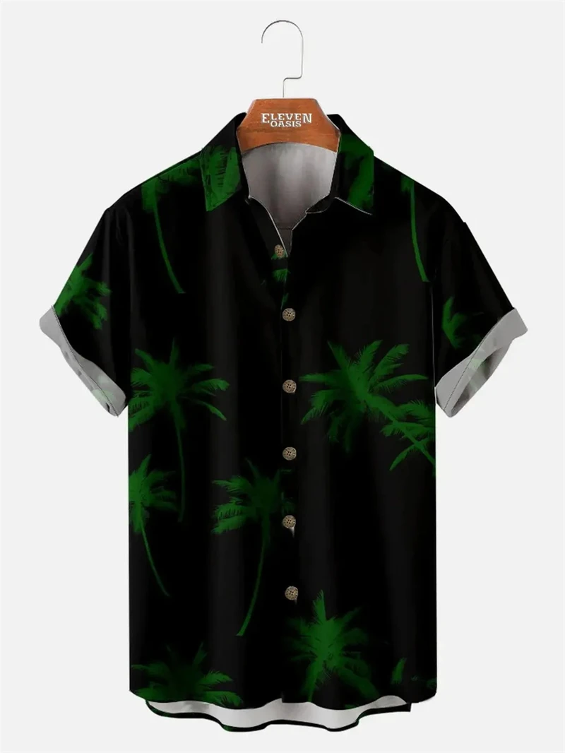

Hawaiian Shirt Man 3D coconut tree pattern Print Casual Fashion Shirt Black fashion Funny short sleeve Oversized men Clothes