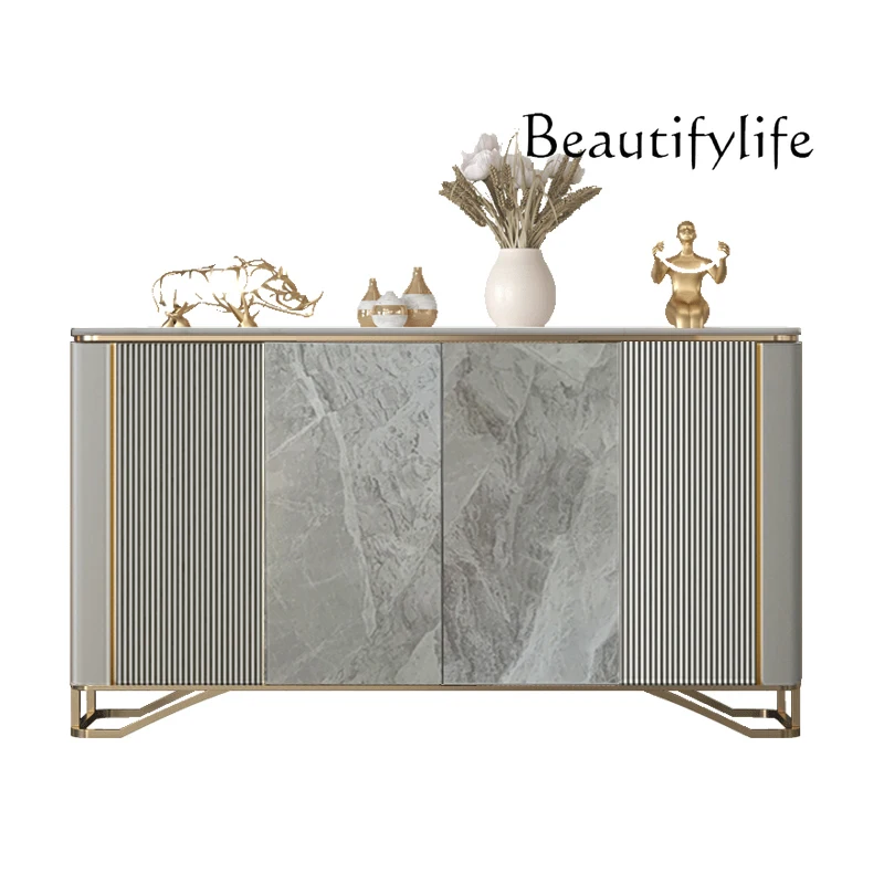 

Modern light luxury door cabinet Italian rock slab simple dining side cabinet entry door living room storage decoration