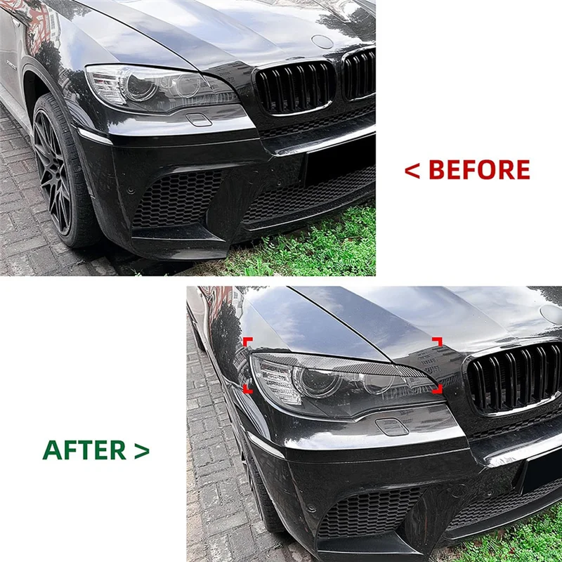 A90Q-غطاء الحاجب الكسوة للمصابيح الأمامية للسيارة BMW X6 E71 2008-2014 سيارة العلوي الجفون الأغطية مصباح استبدال أجزاء