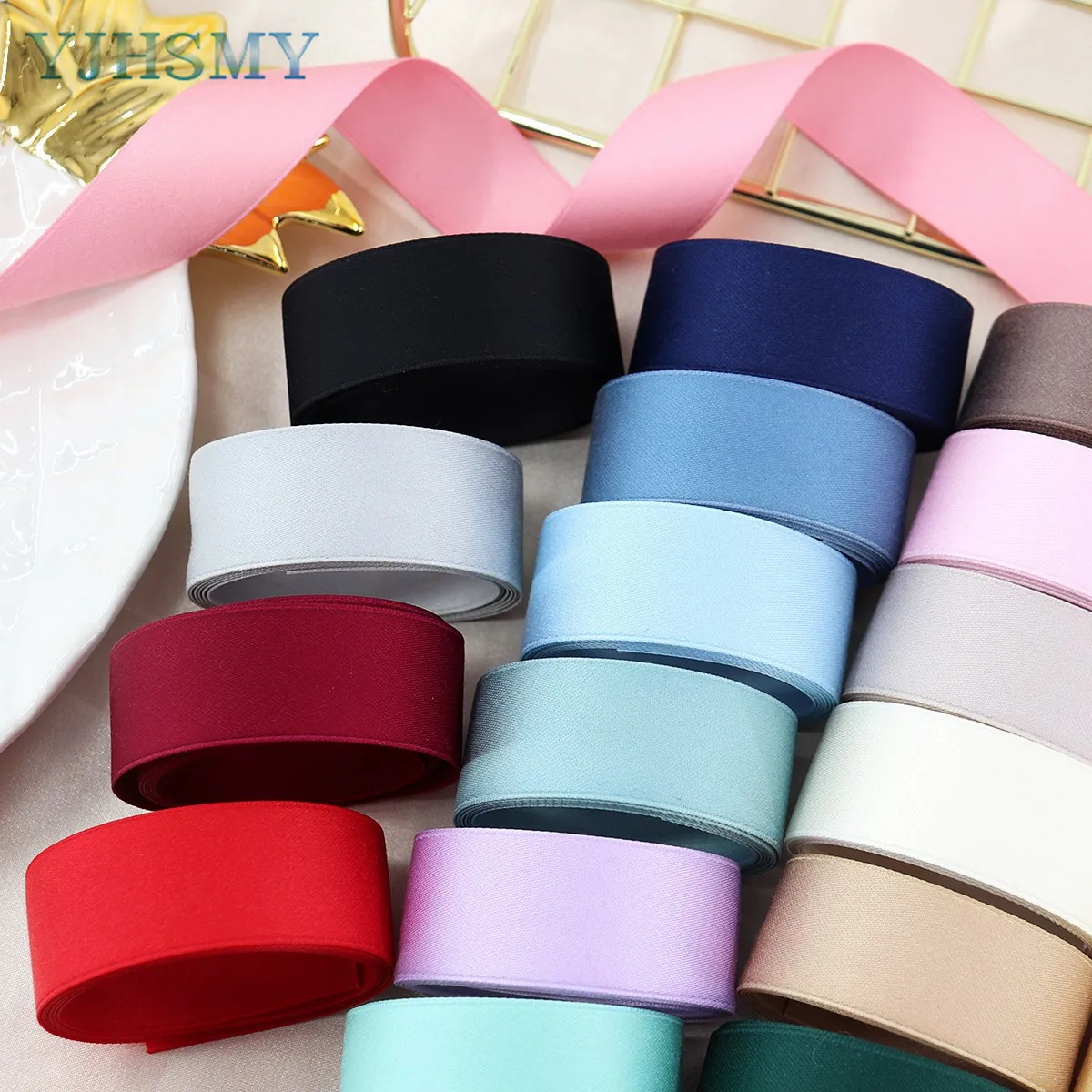 Solid Color Double Sided Polyester Cotton Ribbon for Crafts, Hair Bows, Gift Wrapping, Wedding Party Decoration and and More