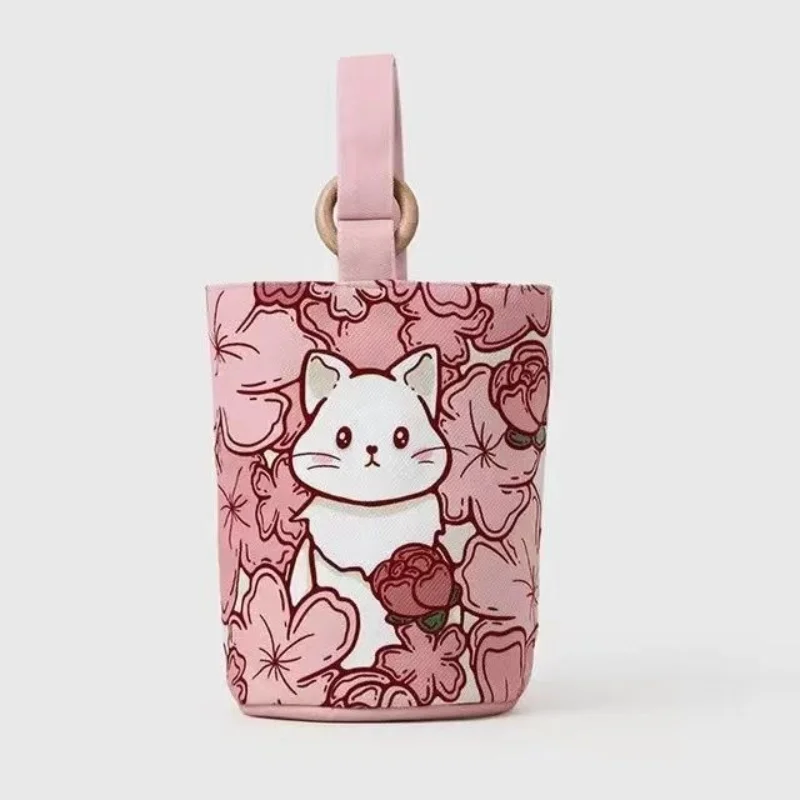 Cute Cat Bucket Bag Hand Carrying Bags Work Bento Bag Designer Bags Mother Kids Bags for Girl Women Handbags Tote Bag Сумка 2024