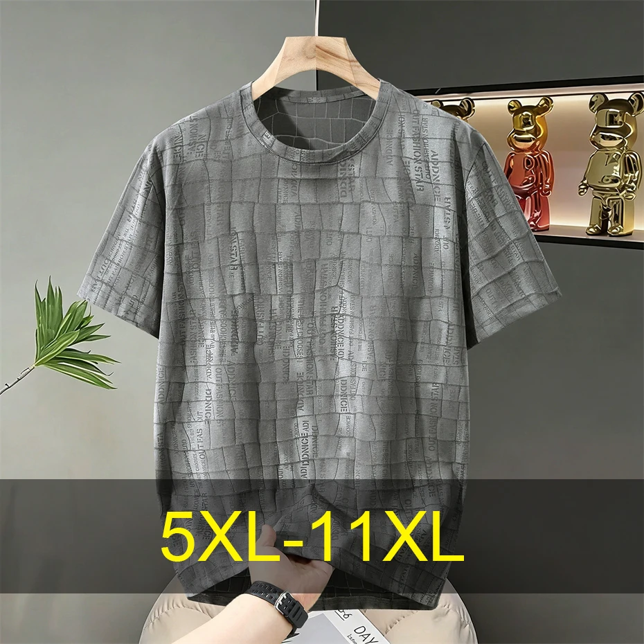 

Футболка больших размеров 10XL 11XL, мужская летняя футболка с коротким рукавом, модная повседневная футболка с принтом, мужская футболка большого размера 11XL
