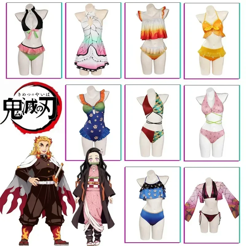 Anime Knight cosplay Slayer swimsuit women nezuko Shinobu cosplay kimetsu no Yaiba sexy swimwear suit