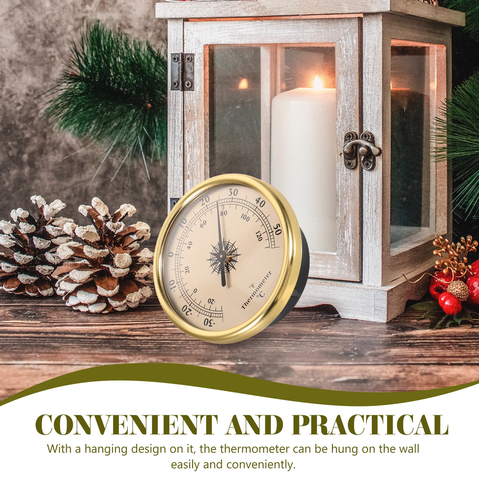 

Round Temperature Humidity Gauge Clear Scale Indoor Outdoor Wall-Mounted Thermometer For Room Nursery Garden Tool