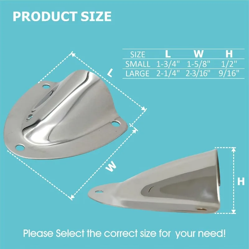 2Pcs Stainless Steel Clam Shell Vent Mirror Marine Boat Wire Cable Hole Cover UV Proof Splash Proof for Hose Wire Yacht Hardware