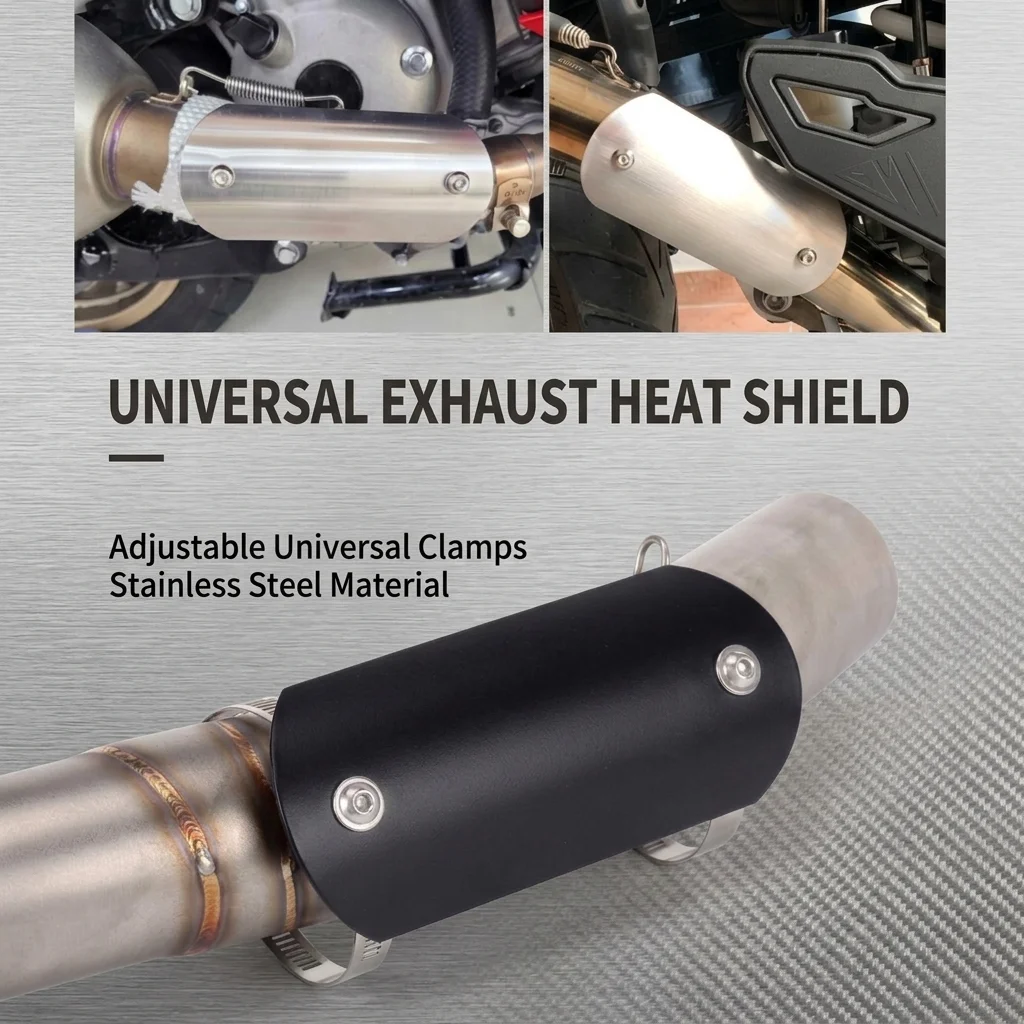 Universal Motorcycle Exhaust Pipe Heat Shield – Stainless Steel Anti-Scalding Cover Guard for Muffler – 4 Colors Available