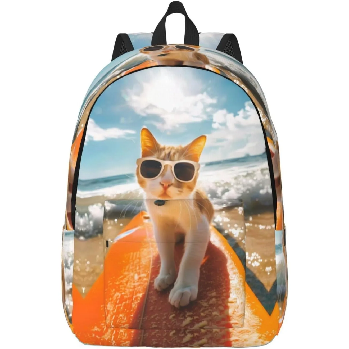 

Travel Laptop Backpack - Surfing Cat Sun Computer Canvas Backpack Bag with Adjustable Straps