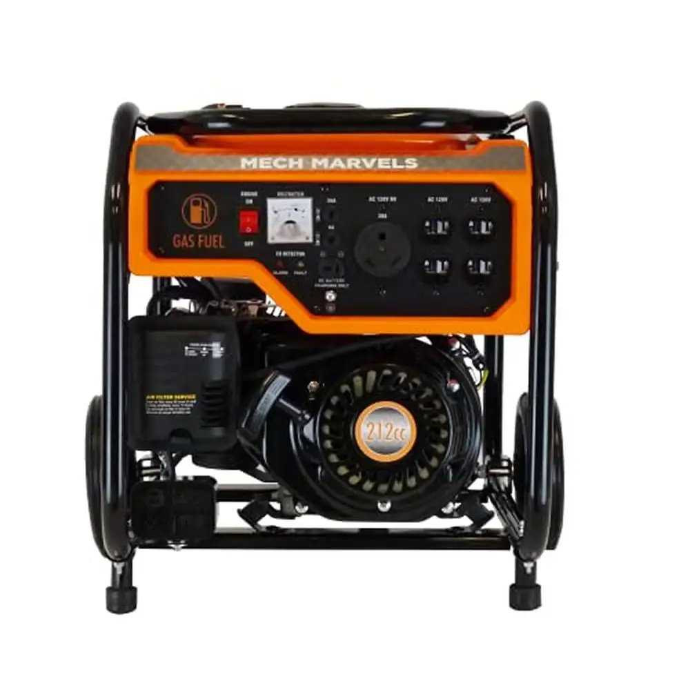 Portable Gas Powered Generator 3200W with CO Detector 4 AC Outlets 10 Hours Runtime Mobility Kit 212cc Engine EPA III Certified