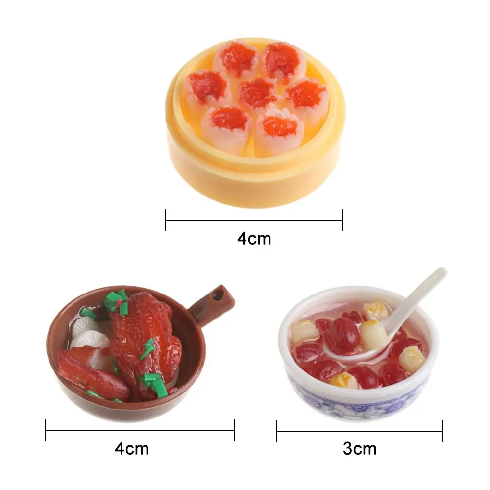 1PC Willekeurige Chinese DIY Speelgoed Rijst Gebak Braadpan Noedels Dessert Miniatuur Poppenhuis Poppenhuis Decoratie Nep Voedsel Keuken