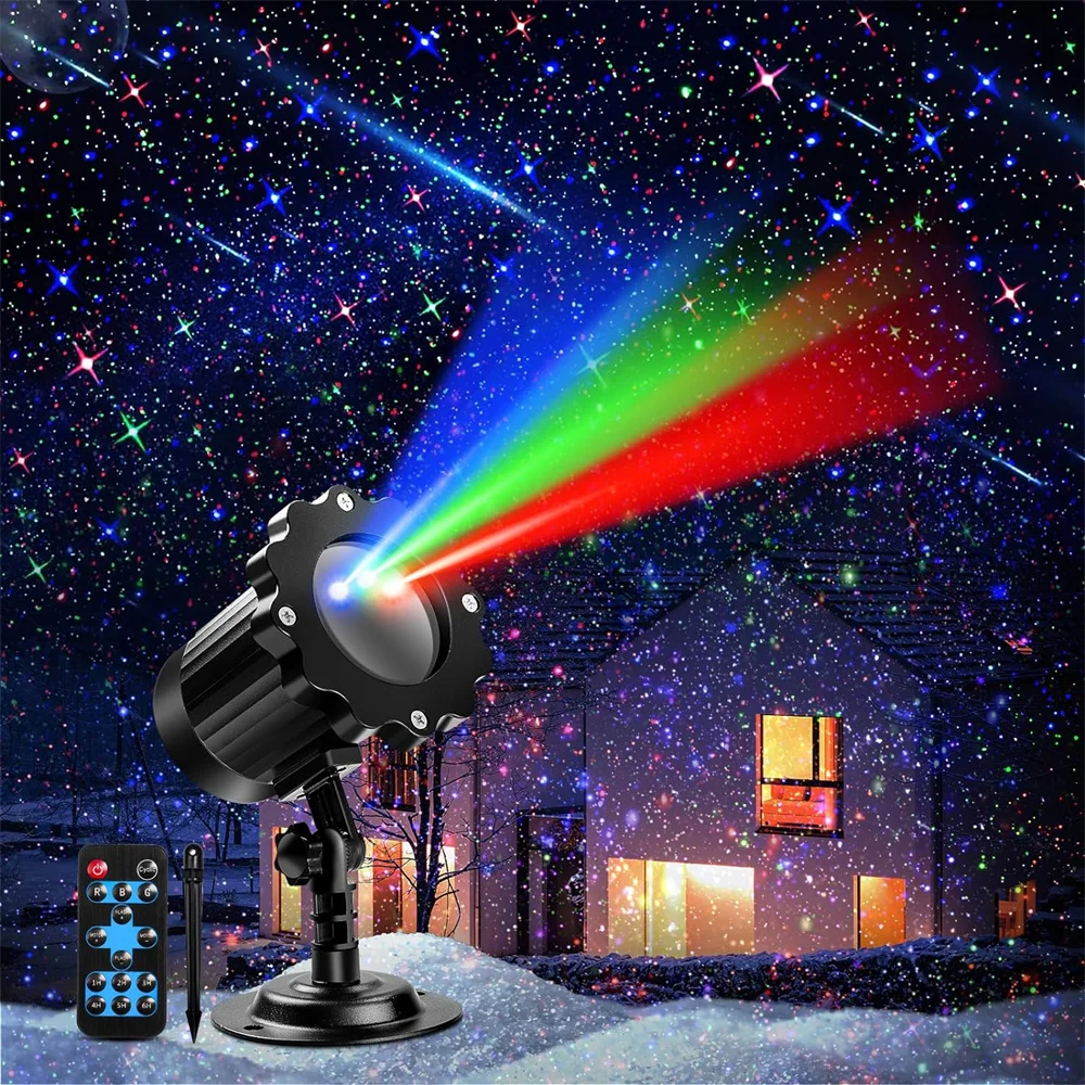 EU/US/UK Plug in R/G or R/G/B Led Projector Light Moving Starry Light with RF Control Holiday Decoration for Party,Xmas,New Year