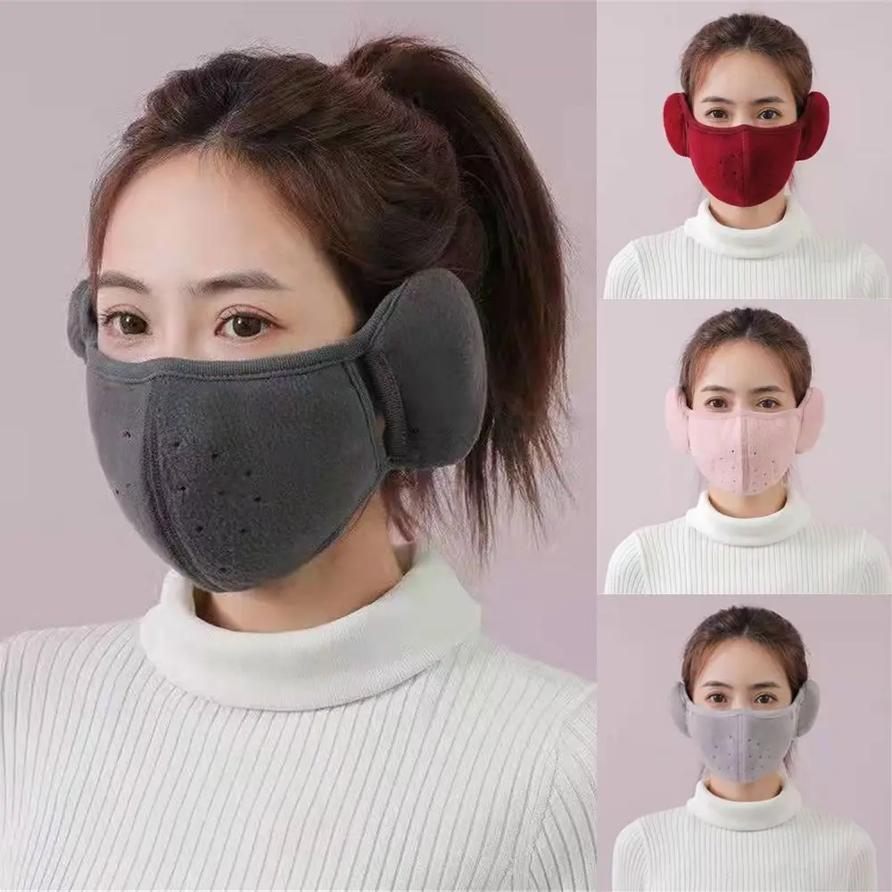 Cycling Windproof Breathable Warm Masks Fleece Mouth Cover Ear Warmer Cold-proof Earmuffs