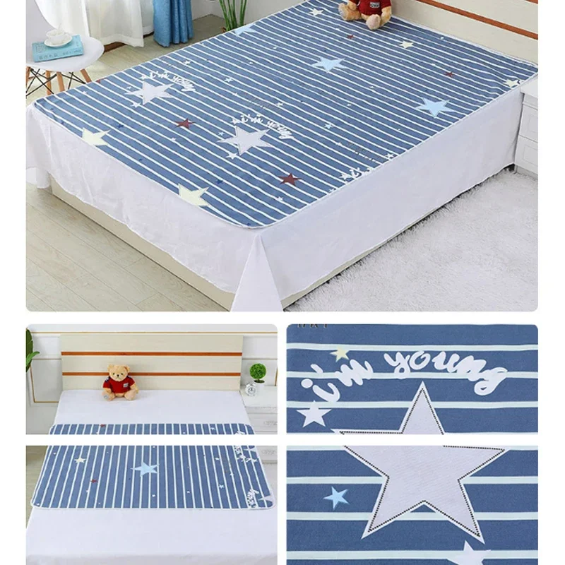 Baby Diaper Reusable Waterproof Cotton Changing Pad Cover Newborn Diaper Mattress Print Changing Mat Floor Play Mats Large Size