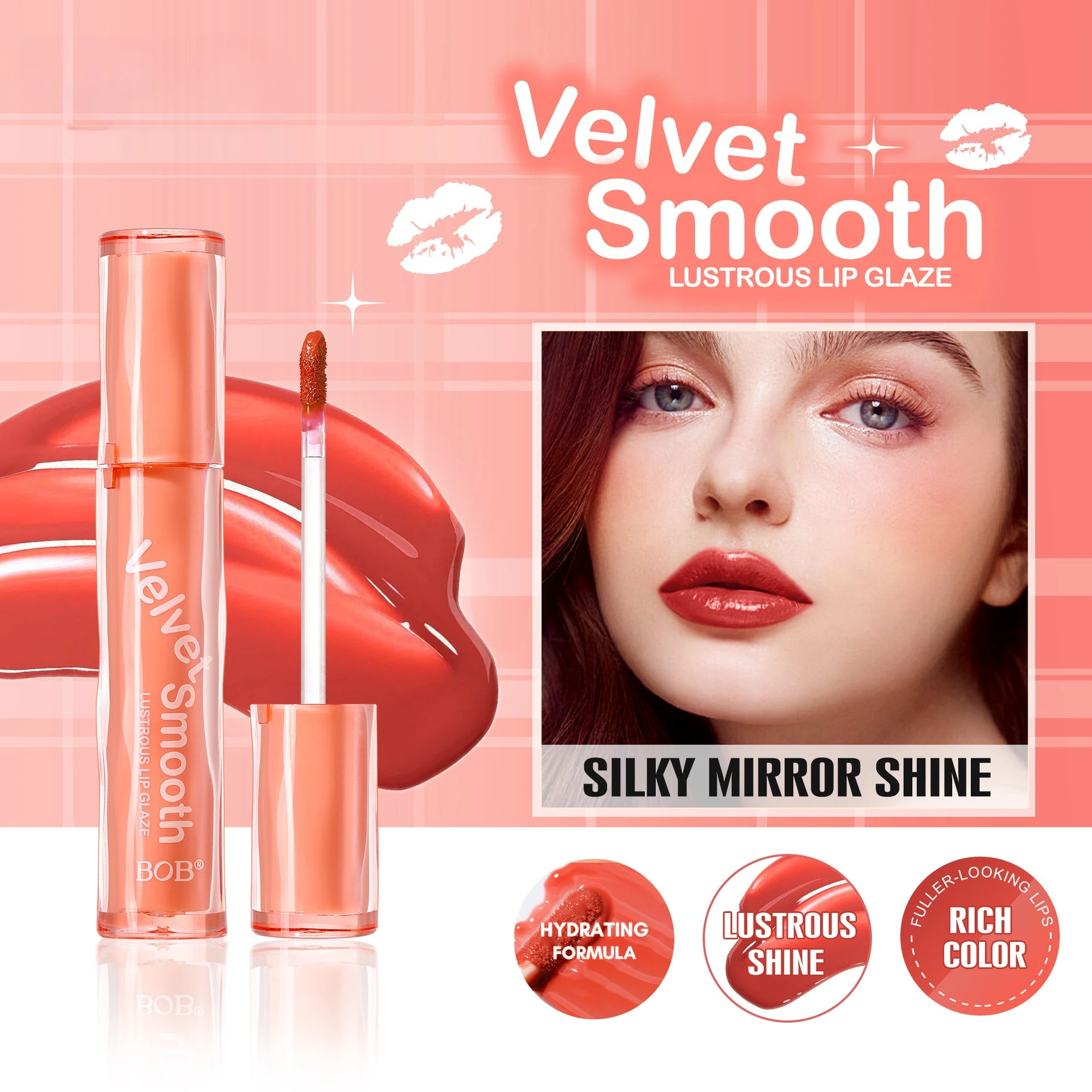Błyszczyk do ust o efekcie lustra, mocno nawilżający i długotrwały, z dobrą pigmentacją i bez blaknięcia koloru.