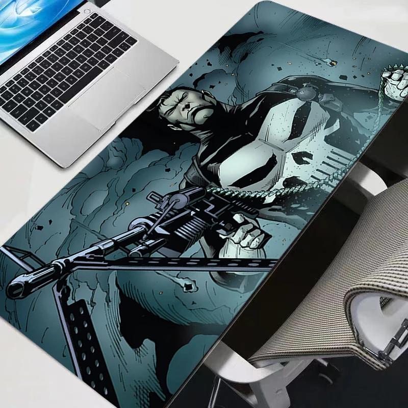 Marvel Mouse Pad Laptop Gaming Accessories Mousepad Large Anime Black Punisher Logo Desk Mat Computer Gamer Keyboard Rug Carpet