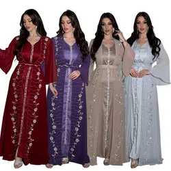 Chiffon Vest and Coat Dress Set, Muslim Robe, Islamic, Middle East, Dubai, Morocco, Arab, Hot Diamond, Four Seasons