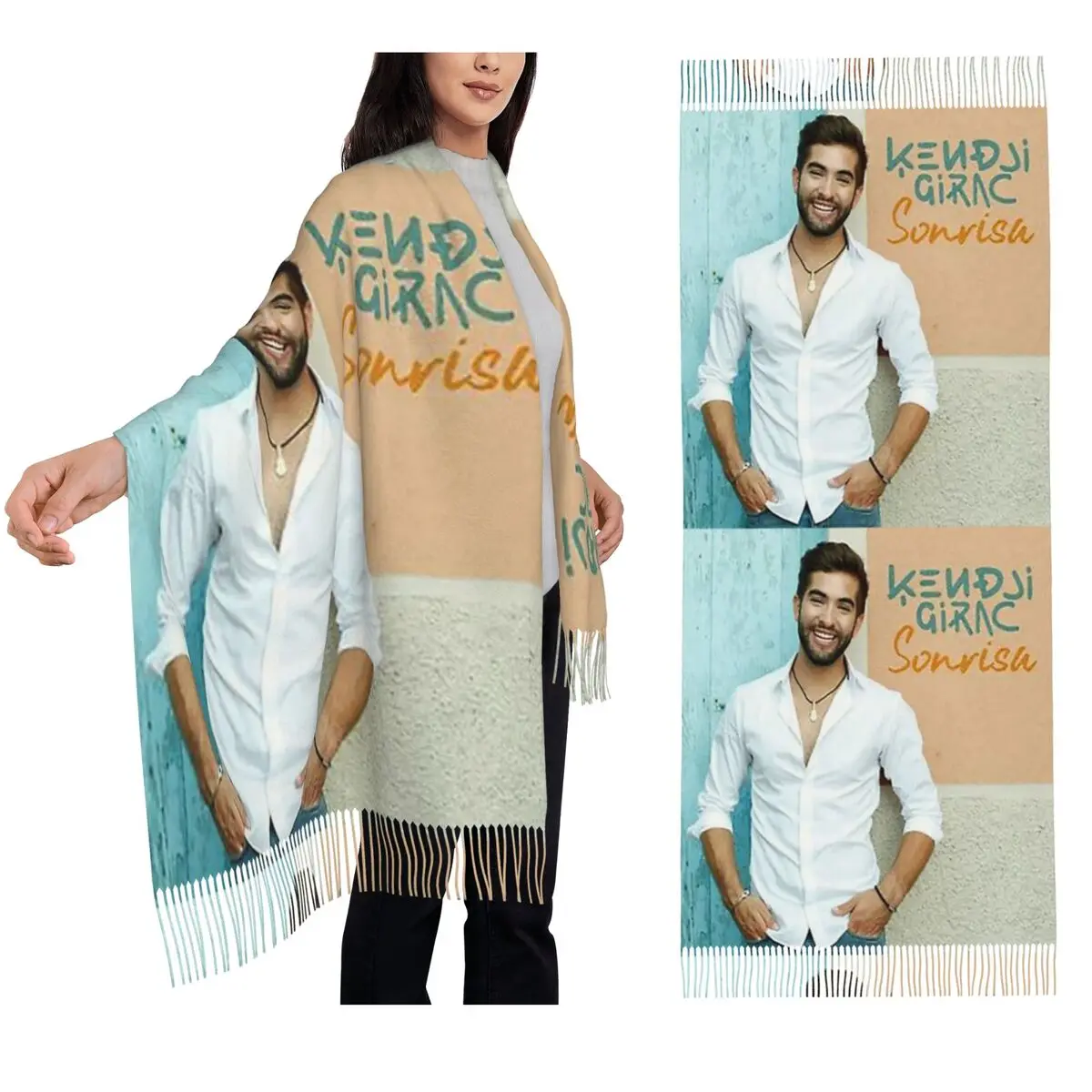 

Kendji Girac Gitano Scarf Tassel Scarves for Women Soft Warm Shawls and Wraps Large Fall Winter Shawl Wrap