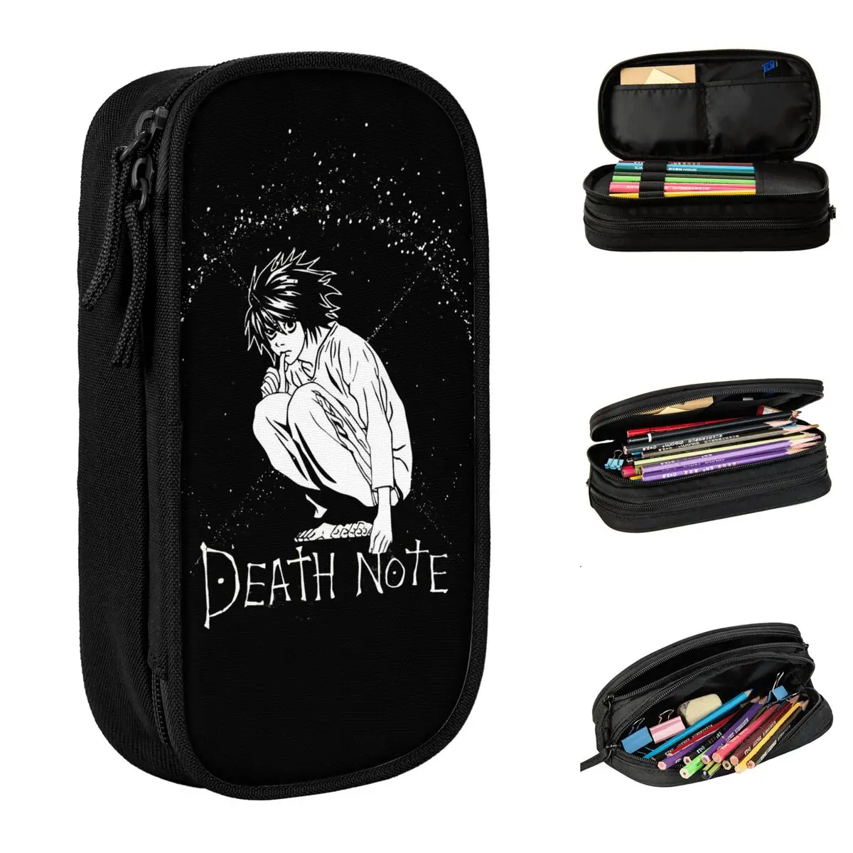 death note l d n lapis case pen box bags para estudantes grande capacidade presente da escola lapis pouch 01