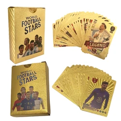 Tarjetas doradas de estrellas del fútbol, tarjetas de edición limitada de 27/55 piezas, Material plástico, juguetes de jugador de fútbol, paquete de regalos para fanáticos de los niños