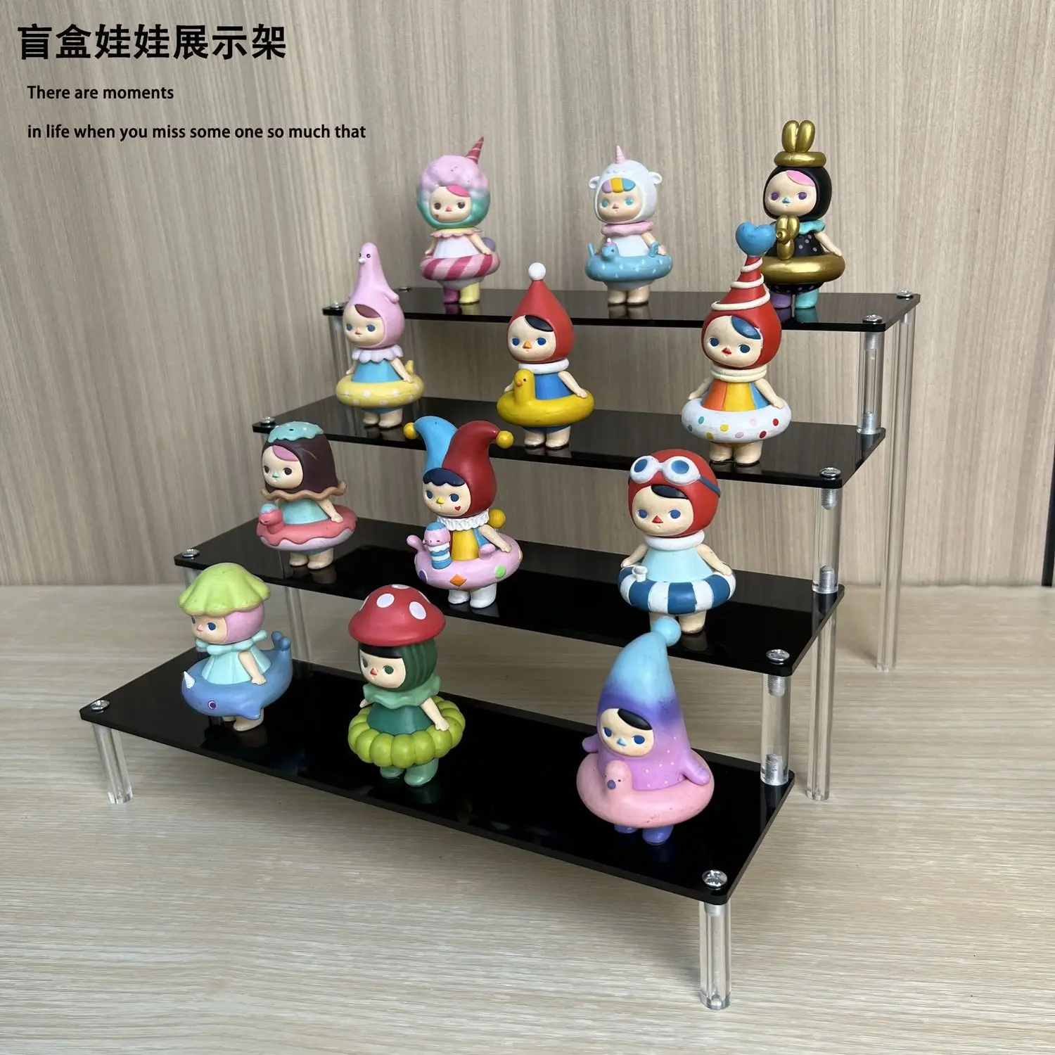 

Black Acrylic Laddered Storage Shelf for Collectibles Perfume Display Stand Dessert Toys Holder Cosmetic Shelves Organizers