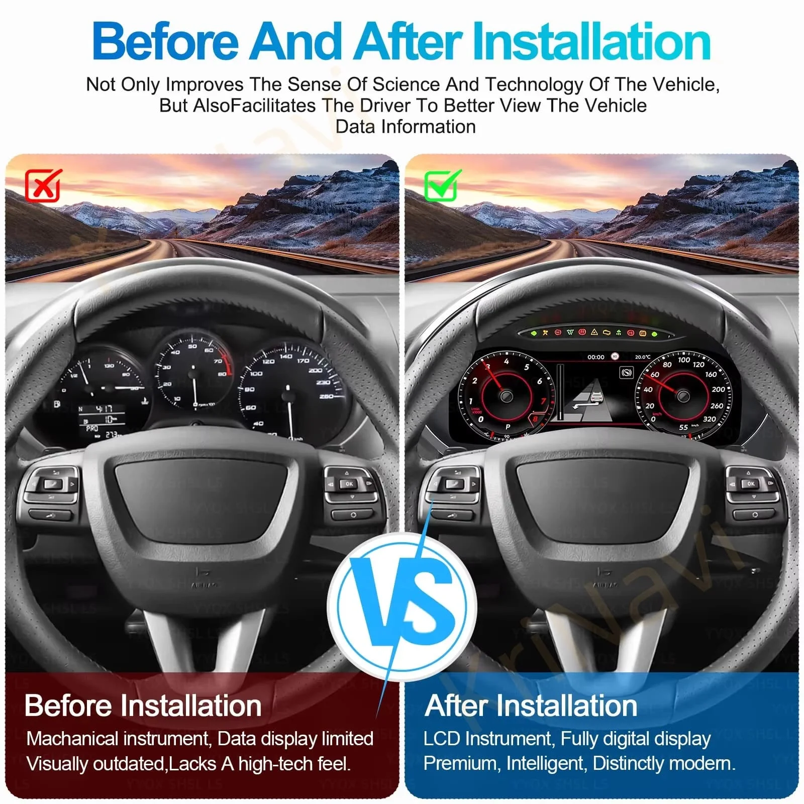 For Volkswagen SEAT Leon 2009-2012 Car LCD Dashboard Digital Cluster Cockpit Instrument Speedometer Multifunctional