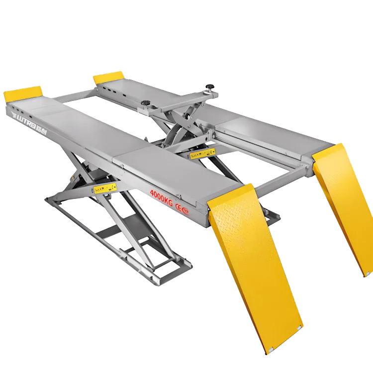 Vehicle Ultra-thin Scissor Lift 4000kg Hydraulic Car Scissor Lift With Wheel Alignment