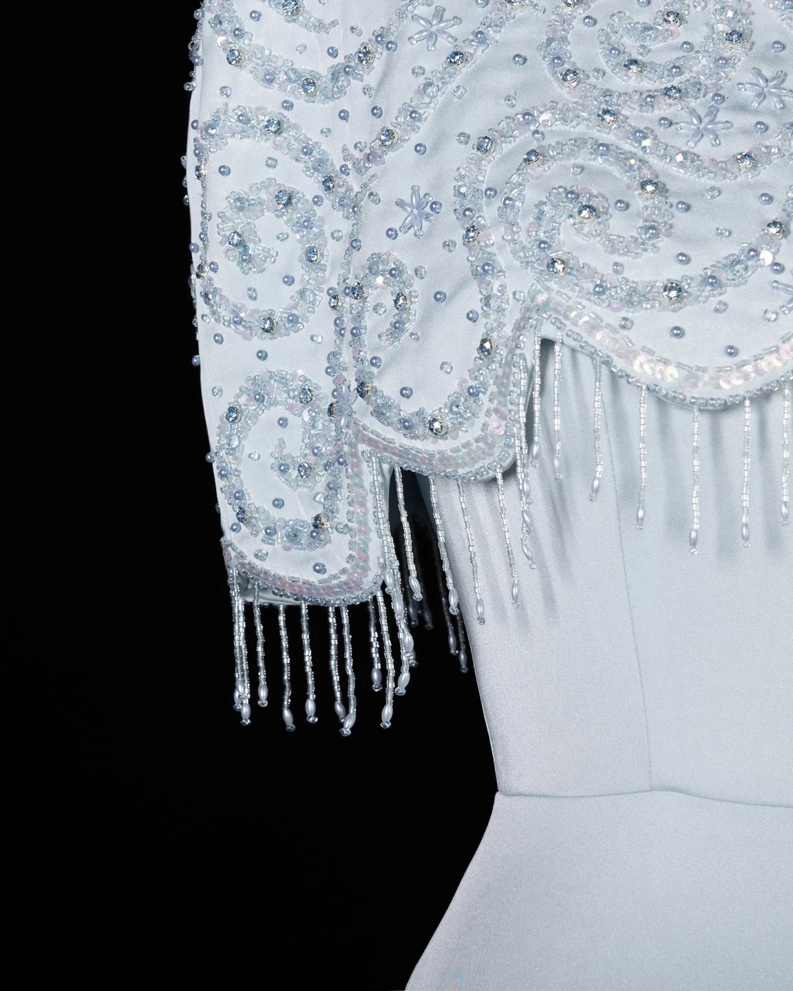 Sharon Said Abendkleid, elegantes A-Linien-Modell, Rundhalsausschnitt, Perlen, Quasten, Dubai, formelle Party, Hochzeitsgastkleid, SS614, nach Maß – Detail 16