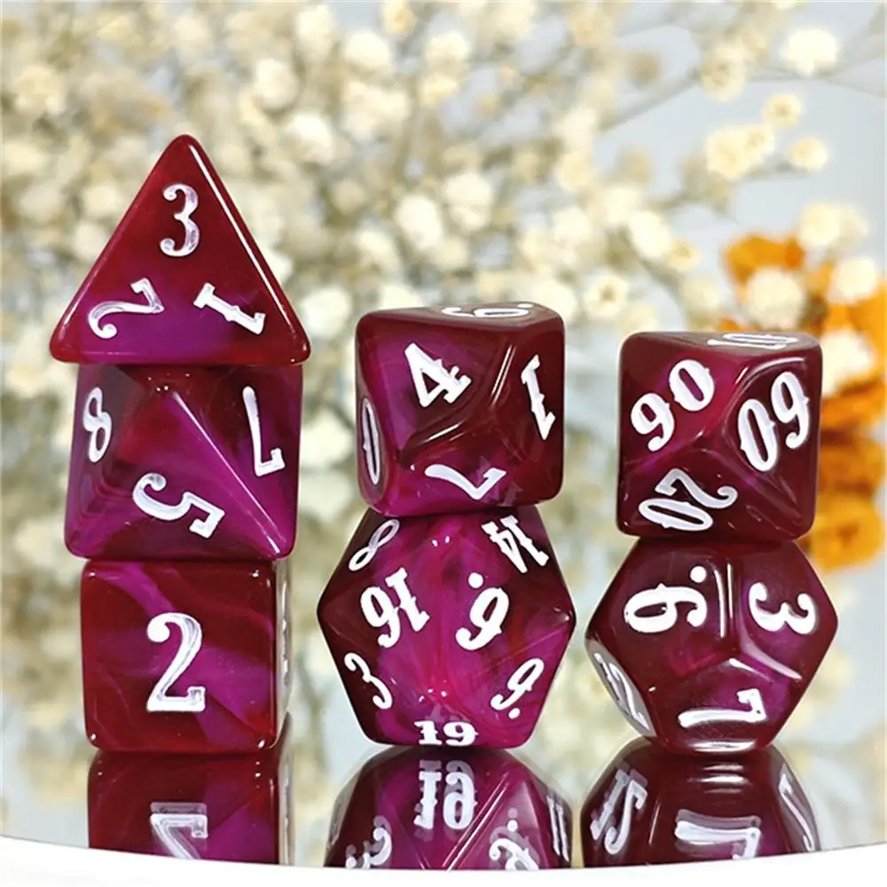 Blend Color Acrylic Material Dice Set Games Digital Dice DND RPG MTG Role-playing Board Game 7Pcs/Set Dice KTV Bar Club Dice Set