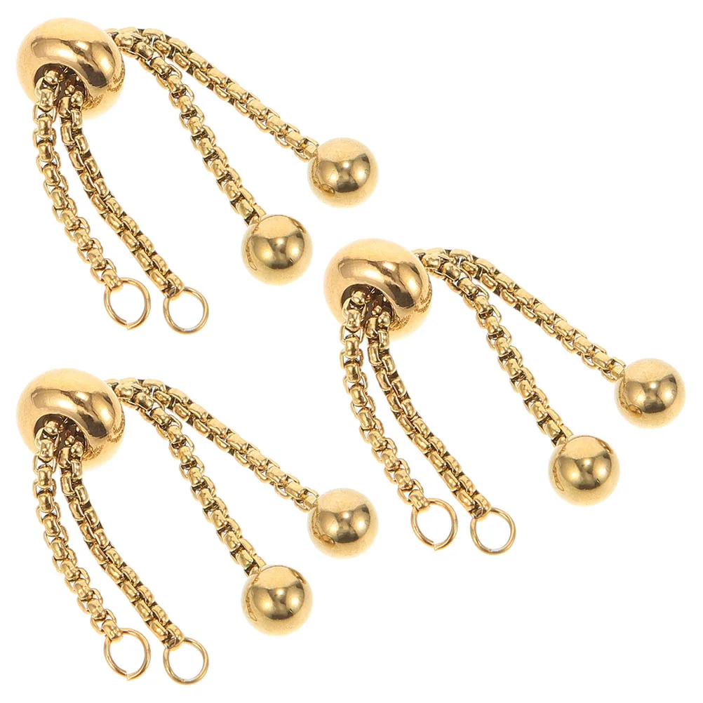 

3pcs Extensible Adjustable Slider Adjustable Slider Bracelets Bracelet Connector Golden Stainless Steel DIY Jewelry Making