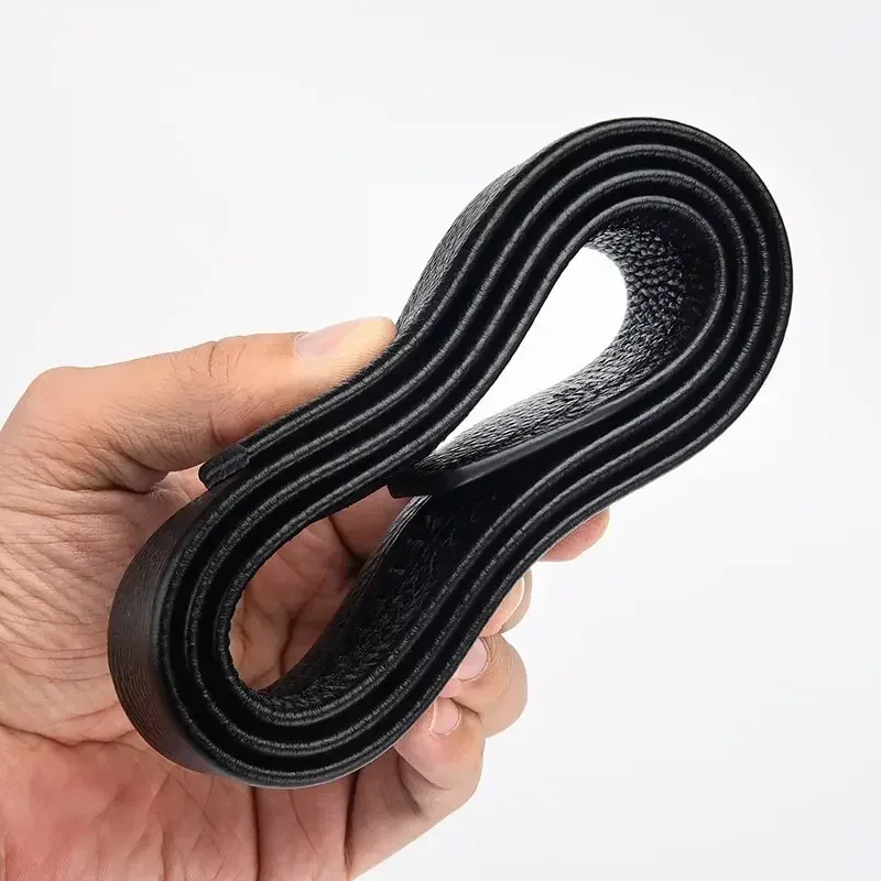 2Pcs 3.5cm/1.37inch Width Black Soft PU Leather Men Belts Body No Buckle Straps for Automatic Buckle Men\'s Belt Without Buckle