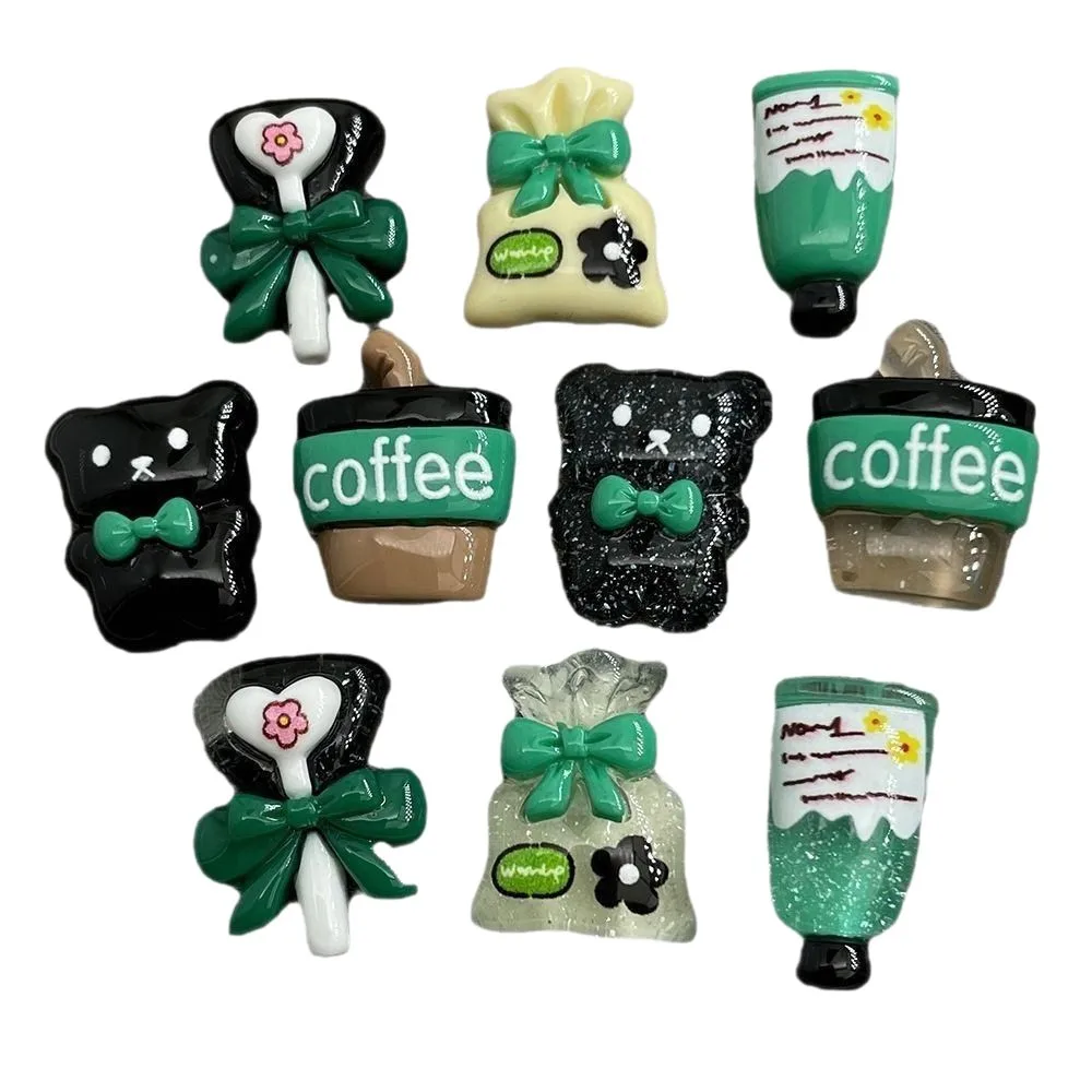10pcs Cartoon resin coffee bear pendant diy handcrafted jewelry accessories making for Earring keychain Phone case decoration view 5