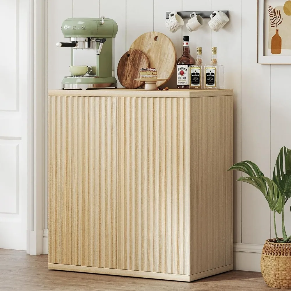 

Fluted Sideboard Buffet Cabinet with Storage, Wood Sideboard Cabinet with Doors, Small Credenza Buffets & Sideboards for Kitchen