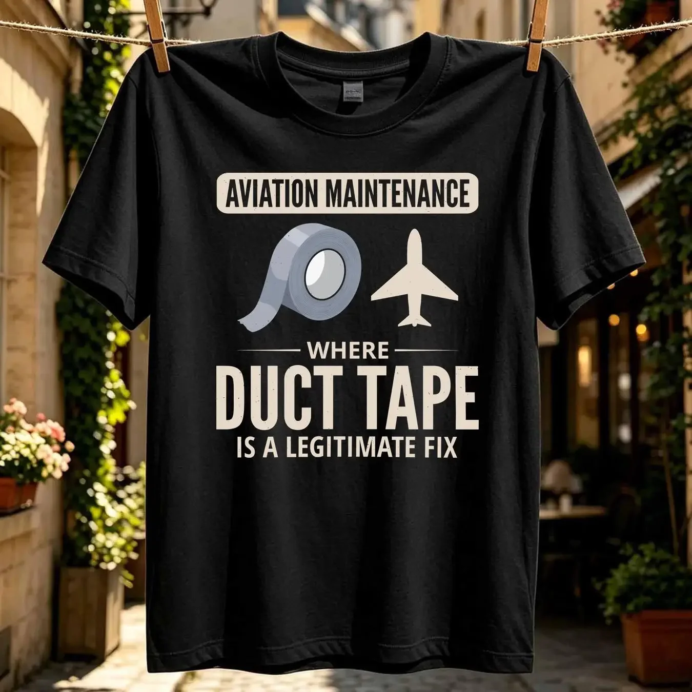 washed T Shirt Aircraft Mechanic Maintenance Technician Service Engineer Aeronautical Engineering Airplane Aviation Duct Tape