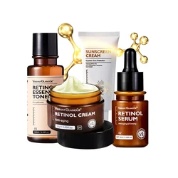 VIBRANT GLAMOUR Retinol Toner Essence Face Cream Cheer Sunscreen Anti Aging Anti Ultraviolet Facial Skin Care 4-Piece Set