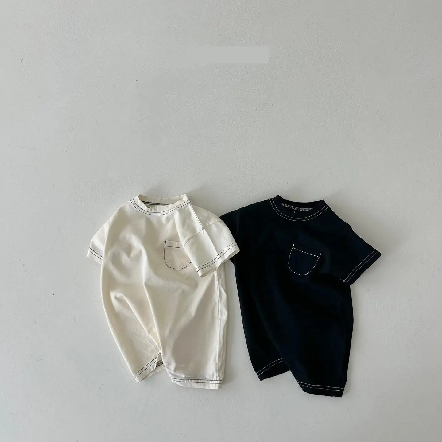 2024 Summer Boy Girl Baby Solid Pocket Short Sleeve Romper Loose Infant Jumpsuit Cotton Newborn Casual One-piece Toddler Clothes