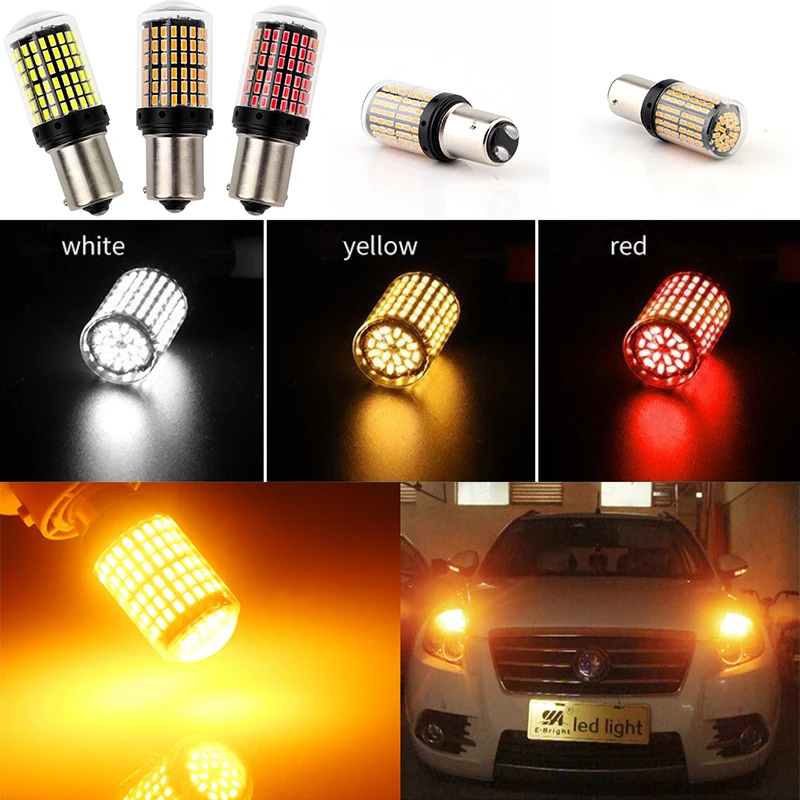 

2Pcs P21W BAY15D 1157 LED Canbus 3014 144SMD Error Free Car Brake Light Turn Signal Light Reversing Lights Brake Lamp