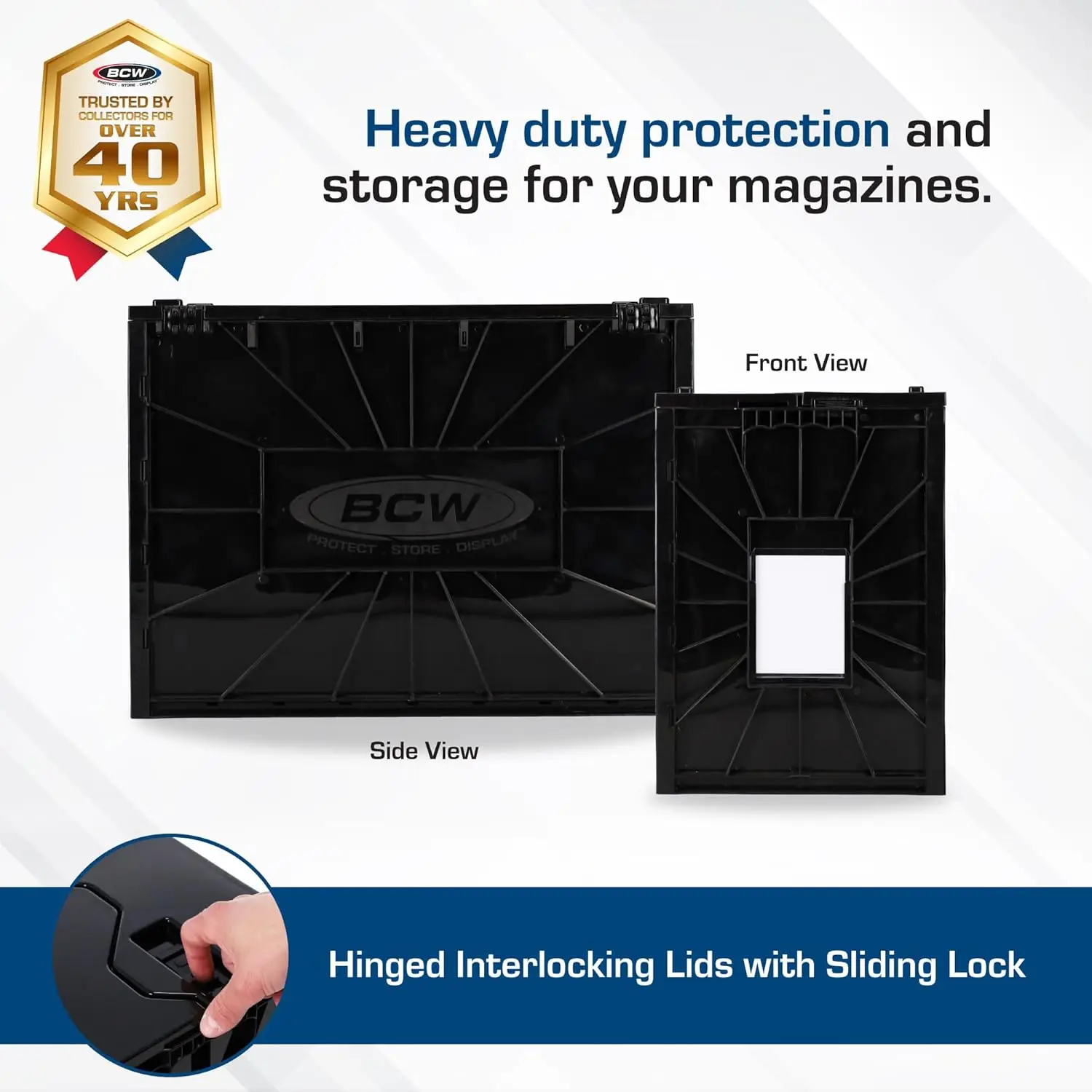 Durable Magazine Storage Box Set - Stackable Plastic Bins for Comics & Documents (2 Pack)