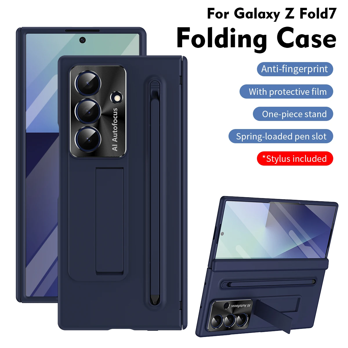 

For Samsung Galaxy Z Fold 7 6 5 4 3 Matte Hinge Holder Phone Case External Screen Glass Film S Pen Slot Bracket Shockproof Cover